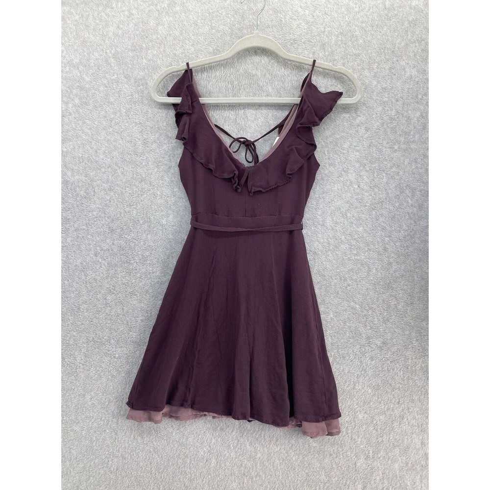 Ivy + Main Women's Dress Sleeveless Purple Mauve Size XS A Line Solid V Neck